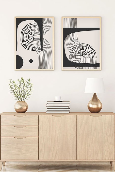 Wallity Set de 2 Pinturas Decorativas Multicolor en MDF con Marco 50 x 70 cm Wallity Set de 2 Pinturas Decorativas Multicolor en MDF con Marco 50 x 70 cm